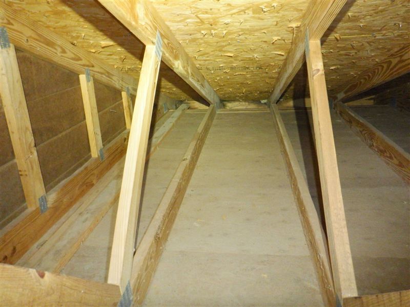 Attic framing and the underside of the roof decking